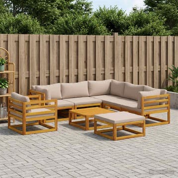 vidaXL Bankstel 8 st Naturel Massief Acaciahout, Verzenden, Nieuw, 8 zitplaatsen