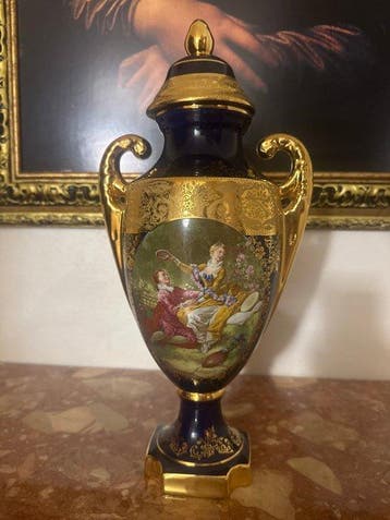 Urn - 22 kt goud, Porselein