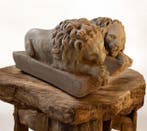 sculptuur, Coppia leoni - 19 cm - Paartje leeuwen Canova -