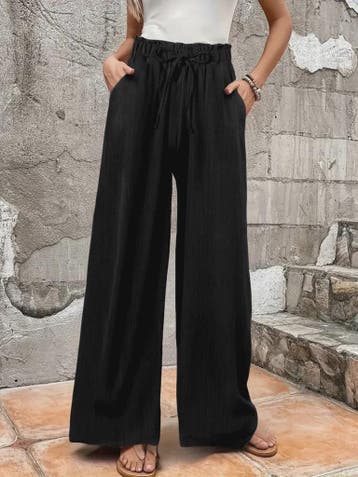 Dames Wijde Pijp Broek met Hoge Taille en Trekkoord - Comfor, Verzenden, Nieuw