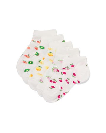 HEMA Kinder enkelsokken fruit - 5 paar gebroken wit, Verzenden, Nieuw