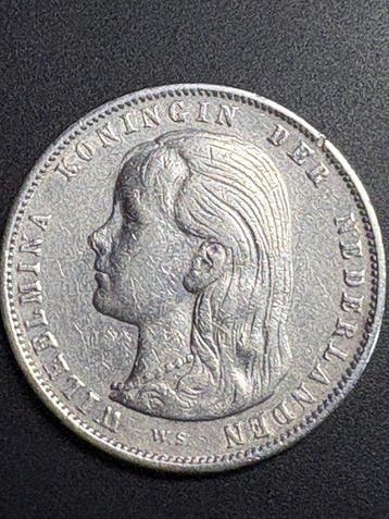 Nederland. Wilhelmina. 1 Gulden 1897 Hangend haar (Zonder, Postzegels en Munten, Munten | Nederland