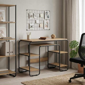 vidaXL Bureau met opbergruimte Artisanaal eiken 113.5 x 52 x, Huis en Inrichting, Bureaus, Verzenden, Nieuw