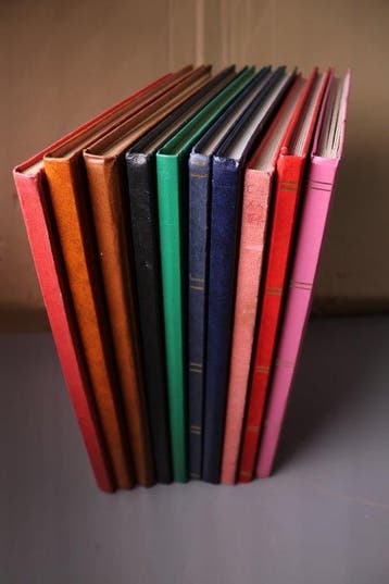 Wereld - 10 lege stockboeken met witte bladen, Gestempeld
