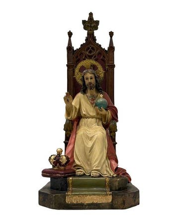 OLOT - sculptuur, Gran Sagrado Corazón de Jesús entronado -, Antiek en Kunst
