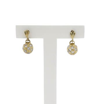 Gouden bolletjes oorbellen met zirconia, Sieraden, Tassen en Uiterlijk, Oorbellen, Gebruikt, Ophalen of Verzenden, Met edelsteen