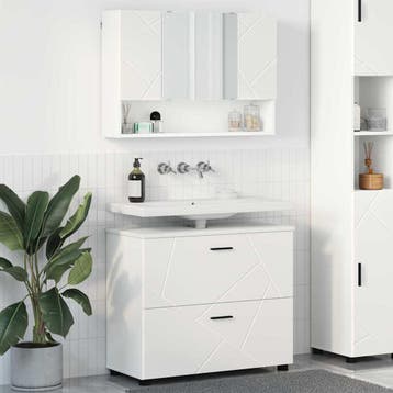 vidaXL Badkamermeubelset 2 st Wit 76,5 x 35 x 64 cm, Verzenden, Nieuw, Overige typen