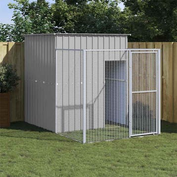 vidaXL Hondenhok met ren 165x251x181 cm gegalvaniseerd staal, Verzenden, Nieuw