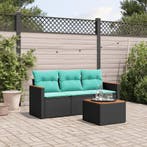 vidaXL 4-delige tuinbankset met kussens, zwart polyrotan, Verzenden, Nieuw, Rotan