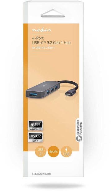 USB Hub met voeding - usb c hub - USB 3.2 Gen 1 - Grijs - Ne, Computers en Software, Verzenden, Zo goed als nieuw