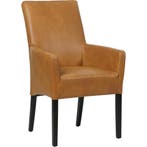 Leren eetkamerstoelen met houten poten, Huis en Inrichting, Stoelen, Ophalen of Verzenden, Nieuw, Leer