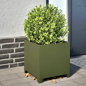 vidaXL Plantenbakken 2 st 40x40x40 cm staal olijfgroen, Verzenden, Nieuw, Metaal