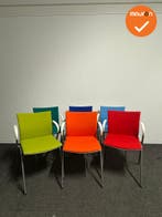 Set van 6 - Ahrend 463 - Gekleurde nieuwe stoffering - Grijs, Vergader- of Presentatieruimte, Ophalen of Verzenden, Gebruikt, Stoel