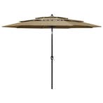 vidaXL Parasol 3-laags met aluminium paal 3 m taupe, Tuin en Terras, Verzenden, Nieuw, 3 tot 4 meter
