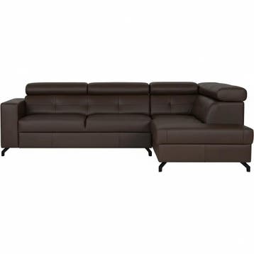 Leren hoekbank Nova - 2.5-zits arm links + Longchair arm, 250 tot 300 cm, Bohemian, Industrieel, Modern, Scandinavisch, Hoekbank