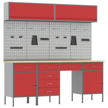 vidaXL Werkkast set 10 st Rood Poedergecoat staal en, Verzenden, Nieuw