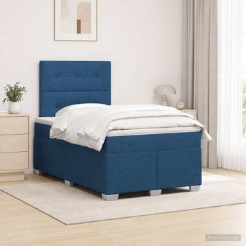 vidaXL Boxspringbed met matras met hoofdeinde Blauw 120 x, Verzenden, Nieuw, Twijfelaar, Blauw