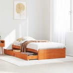 vidaXL Bedframe met lade met opslag Wasbruin Massief, Huis en Inrichting, Slaapkamer | Bedden, Verzenden, Nieuw, Hout