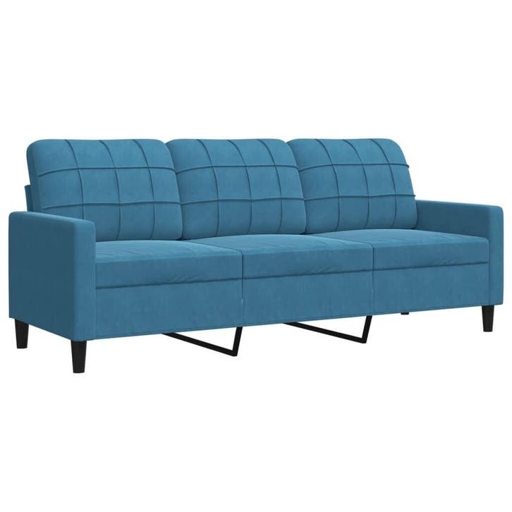 3-zitsbank Fluweel Blauw | Retourdeal 35% Korting, Huis en Inrichting, Banken | Bankstellen, 150 tot 200 cm, 75 tot 100 cm, Rechte bank