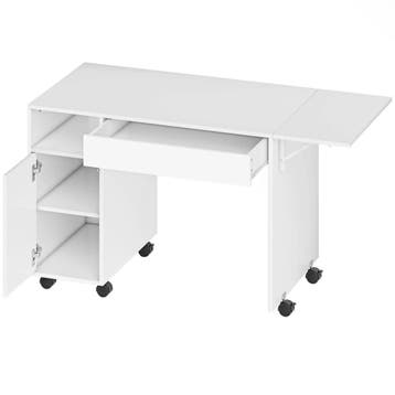 TRUUSK Rolbare Computertafel - Inklapbare Bureau - Met Kast, Verzenden, Nieuw