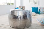 Ronde salontafel ORIENT 60cm zilver metaal aluminium, Ophalen of Verzenden, Nieuw