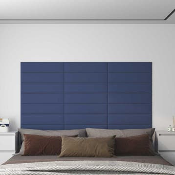 vidaXL Wandhoofdbord 12 st 60 x 15 cm Blauw Stof, Doe-het-zelf en Verbouw, Platen en Panelen, Verzenden, Nieuw