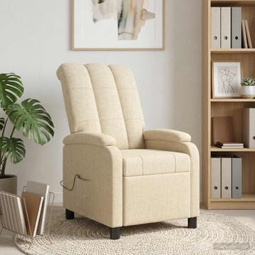 vidaXL Massage Recliner Crèmekleurig Stof, Verzenden, Nieuw
