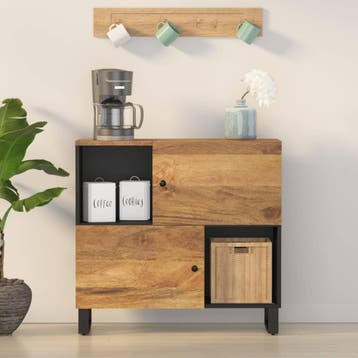 vidaXL Dressoir met 2 deuren 80x33x75 cm massief mangohout, Verzenden, Nieuw, Overige houtsoorten, Minder dan 50 cm