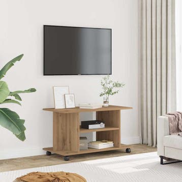 vidaXL Tv-meubel met wieltjes 80x40x45cm bewerkt hout, Huis en Inrichting, Kasten | Televisiemeubels, Verzenden, Nieuw, Overige houtsoorten