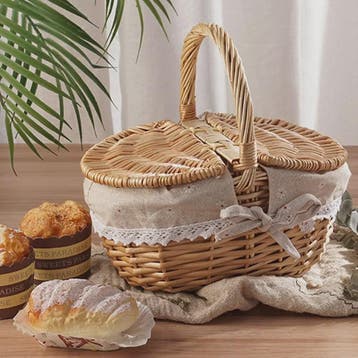 Handgemaakte Riet Picknickmand met Deksel en Handvat - Willo, Verzenden, Nieuw