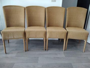 Lloyd Loom - Stoel - Rattan, hard hout - Vier stoelen
