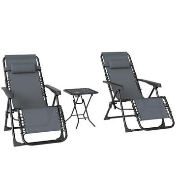 Set Van 2 Opvouwbare Zonneligstoelen Zero Gravity Met Hoofds, Verzenden, Nieuw