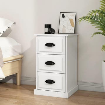 vidaXL Nachtkastje 39x39x67 cm bewerkt hout wit, Minder dan 45 cm, Verzenden, Nieuw, 55 tot 70 cm