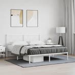 vidaXL Bedframe met hoofdbord metaal wit 160x200 cm, Huis en Inrichting, Slaapkamer | Bedden, Verzenden, Wit, 200 cm, Metaal