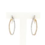 Bicolor gouden oorbellen met zirconia, Gebruikt, Overige kleuren, Ophalen of Verzenden, Met edelsteen