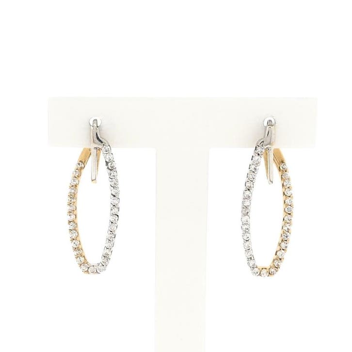 Bicolor gouden oorbellen met zirconia, Sieraden, Tassen en Uiterlijk, Oorbellen, Overige kleuren, Gebruikt, Met edelsteen, Goud