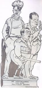 Een Amsterdams monument op spotprent (lijst optie, Lithos), Verzenden