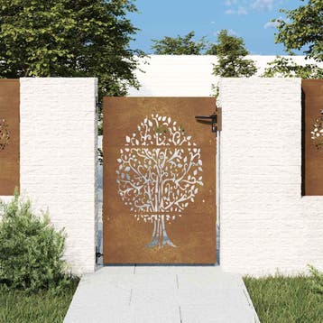 vidaXL Poort 85x125 cm boomontwerp cortenstaal, Verzenden, Nieuw