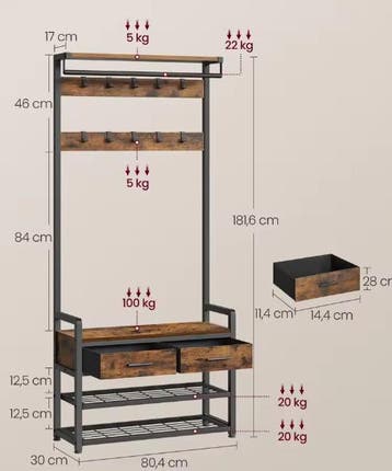 Kapstok met Bank & Plank – Praktisch en Multifunctioneel, Verzenden, Nieuw