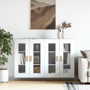 vidaXL Hangkasten 2 st bewerkt hout wit, Verzenden, Nieuw, Overige houtsoorten