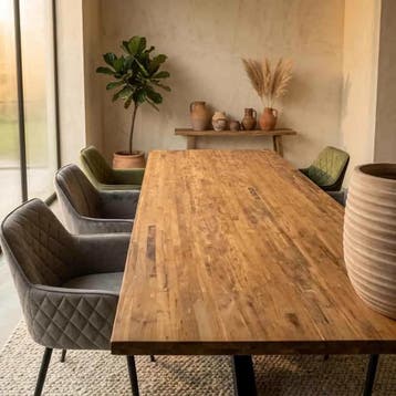 Eettafel Donny Teakhouten Massief 280cm - Spinpoot | World, Ophalen of Verzenden, Nieuw