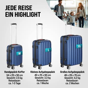 Reiskoffers Baseline 3-delige Blauw ABS accessoires, Verzenden, Nieuw