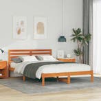 vidaXL Bedframe Wasbruin 140 x 220 cm Massief grenenhout, Verzenden, Nieuw, Bruin, Hout