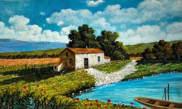 G. Valenza (XX) - Quiete lungo il fiume, Antiek en Kunst