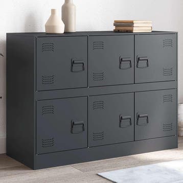 vidaXL Dressoir 99x39x73 cm staal antracietkleurig, Verzenden, Nieuw, 50 tot 100 cm, Metaal
