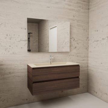 ACTIE BWS Badmeubel | Paris | Sonoma Choco 100 cm | Beige, Ophalen of Verzenden, Nieuw, Bad