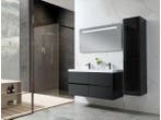 Veiling - Badkamermeubel 120 cm - Hoogglans zwart + witte wa, Nieuw