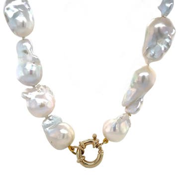 Vintage parel collier met gouden sluiting 14 krt, Ophalen of Verzenden, Nieuw