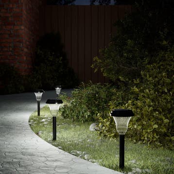 vidaXL Tuinpadverlichting 12 st solar met grondpennen wit, Verzenden, Nieuw, Kunststof, Zonne-energie