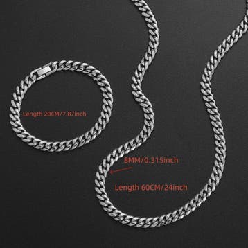 Set: 8MM Roestvrij Staal Vergrendelde Cubaanse Ketting & Arm, Diversen, Verzenden, Nieuw